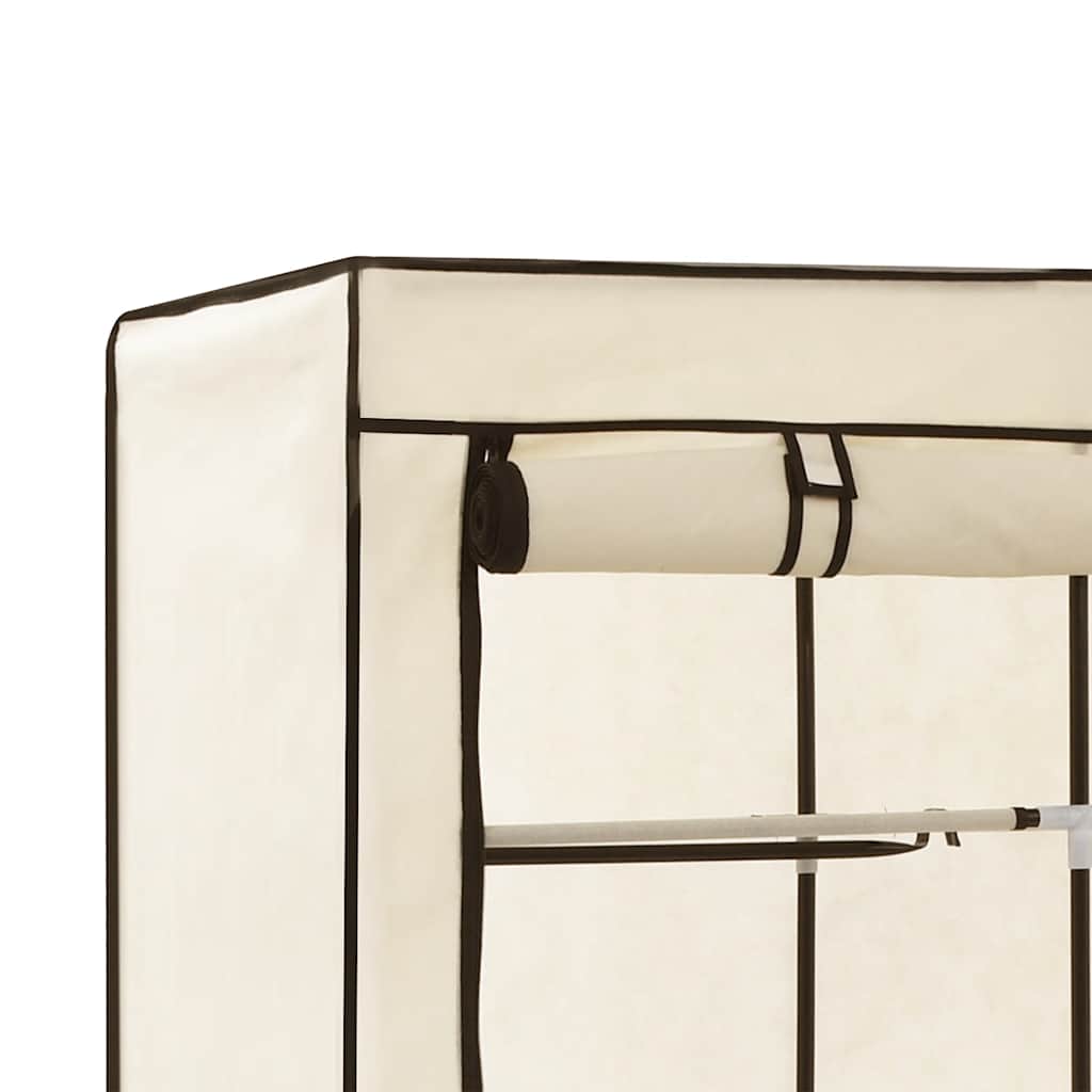 Garderobe med skap og stenger kremhvit 150x45x175 cm stoff