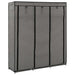 Garderobe med skap og stenger grå 150x45x175 cm stoff
