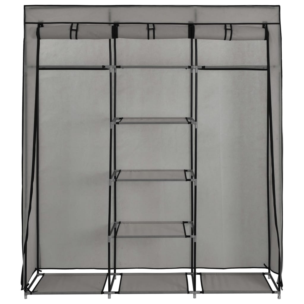 Garderobe med skap og stenger grå 150x45x175 cm stoff