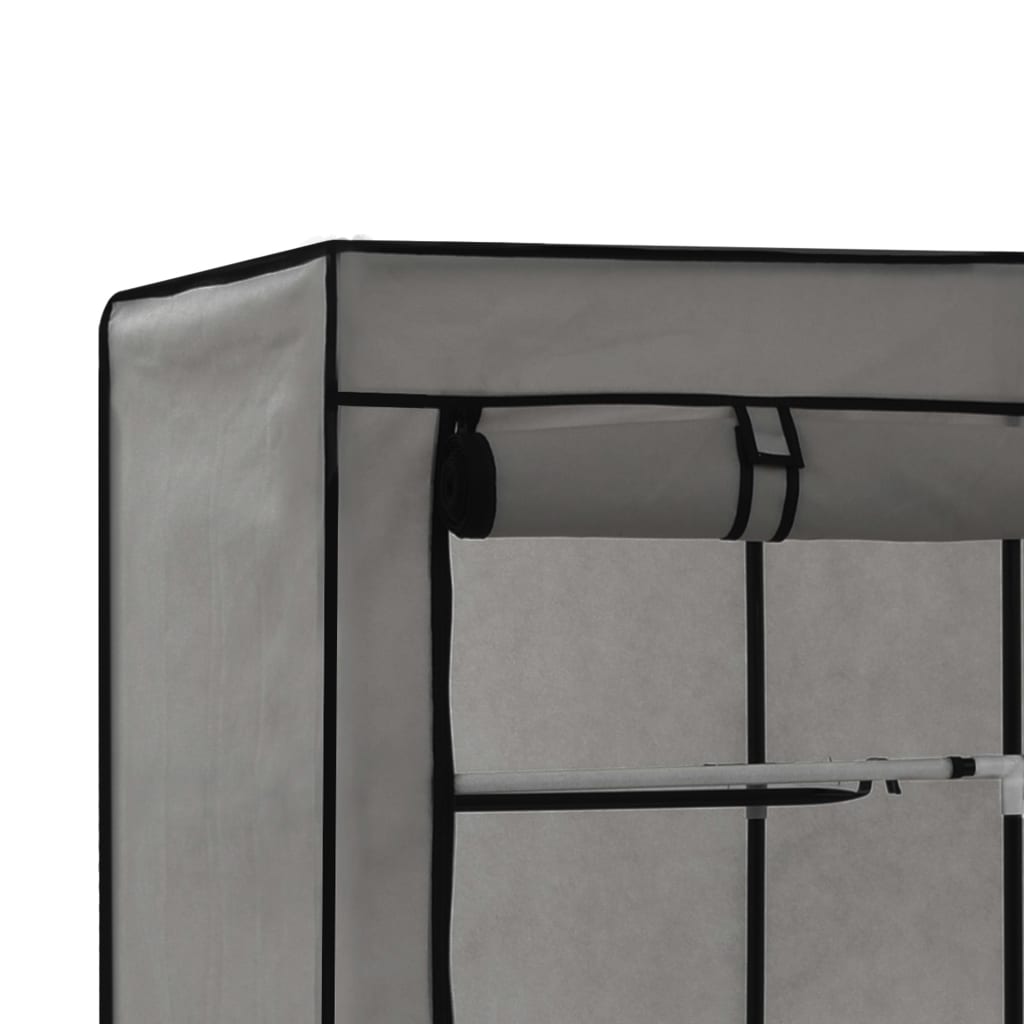 Garderobe med skap og stenger grå 150x45x175 cm stoff