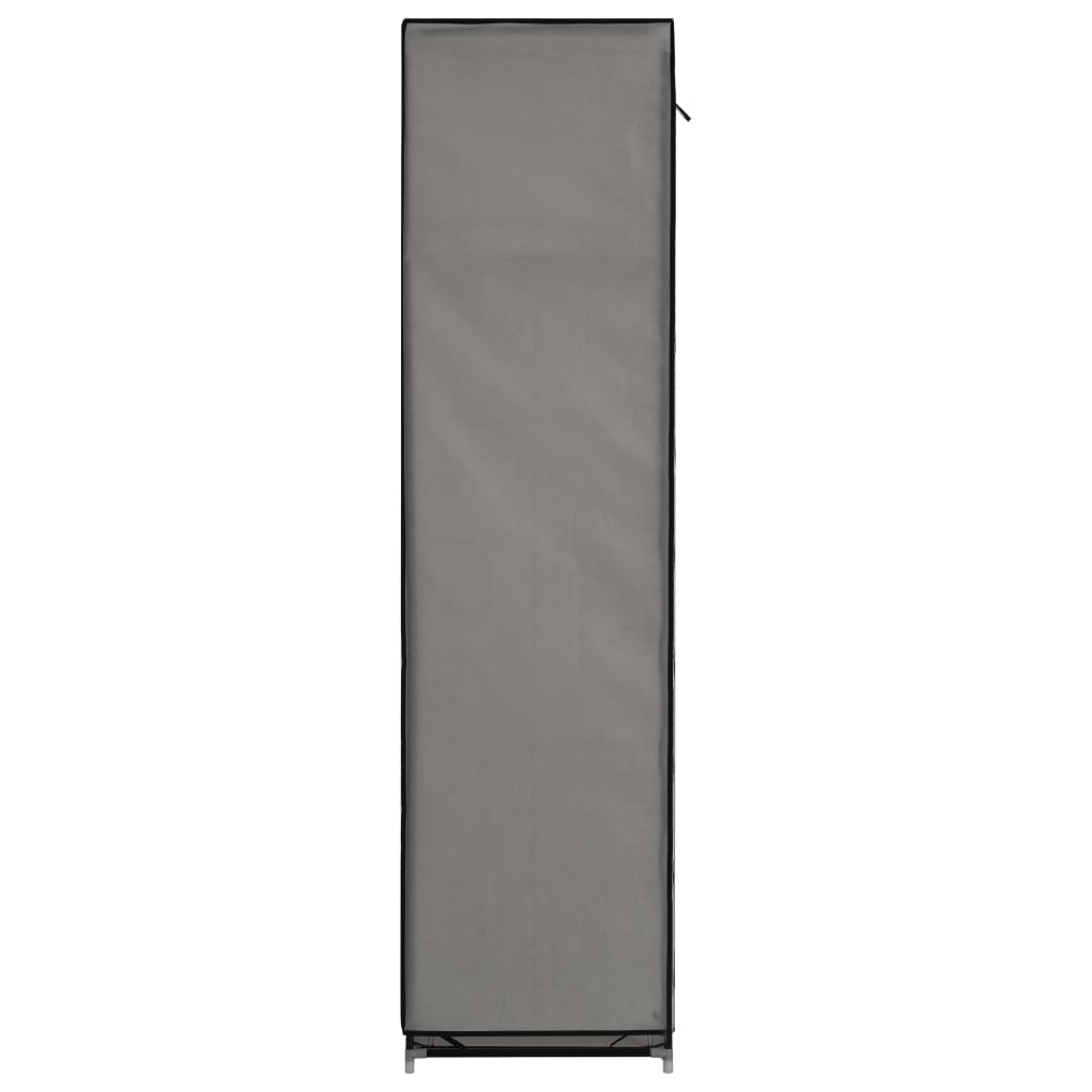 Garderobe med skap og stenger grå 150x45x175 cm stoff