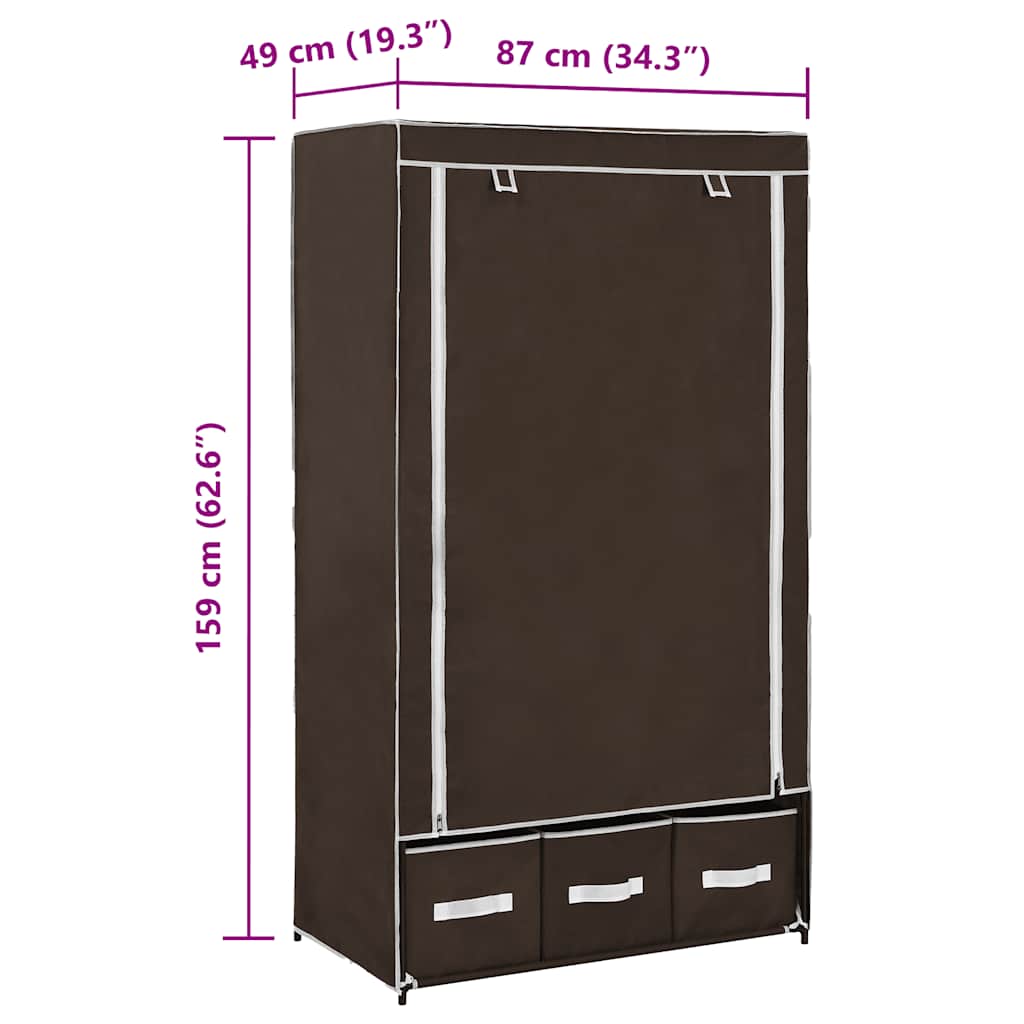 Garderobe brun 87x49x159 cm stoff
