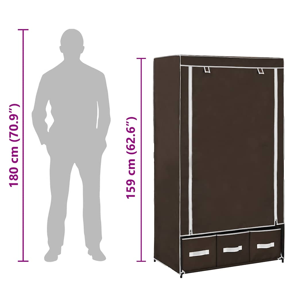 Garderobe brun 87x49x159 cm stoff