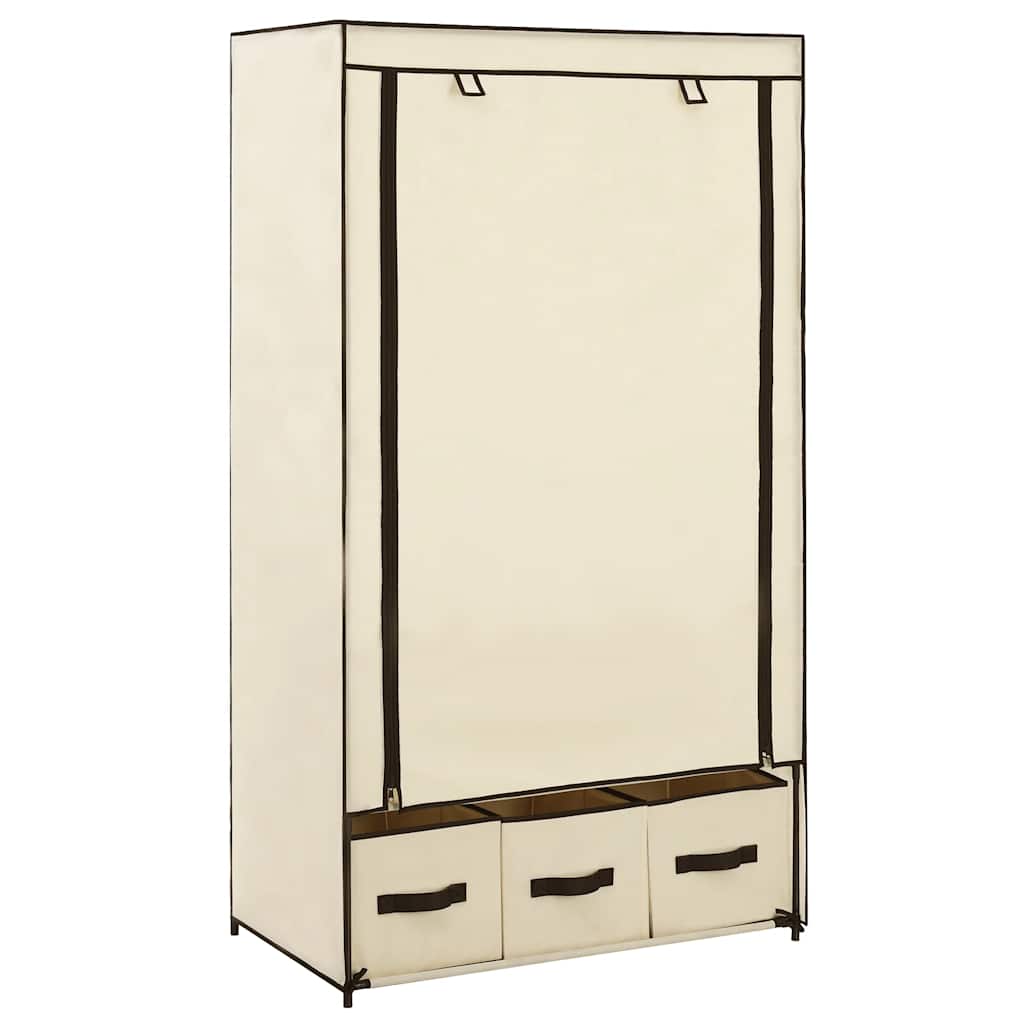 Garderobe kremhvit 87x49x159 cm stoff