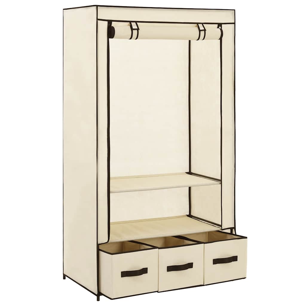 Garderobe kremhvit 87x49x159 cm stoff