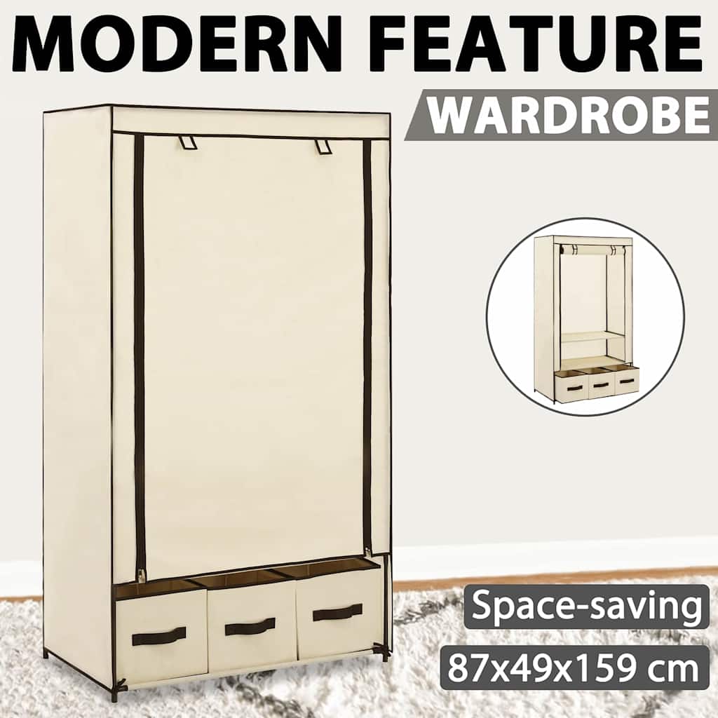 Garderobe kremhvit 87x49x159 cm stoff
