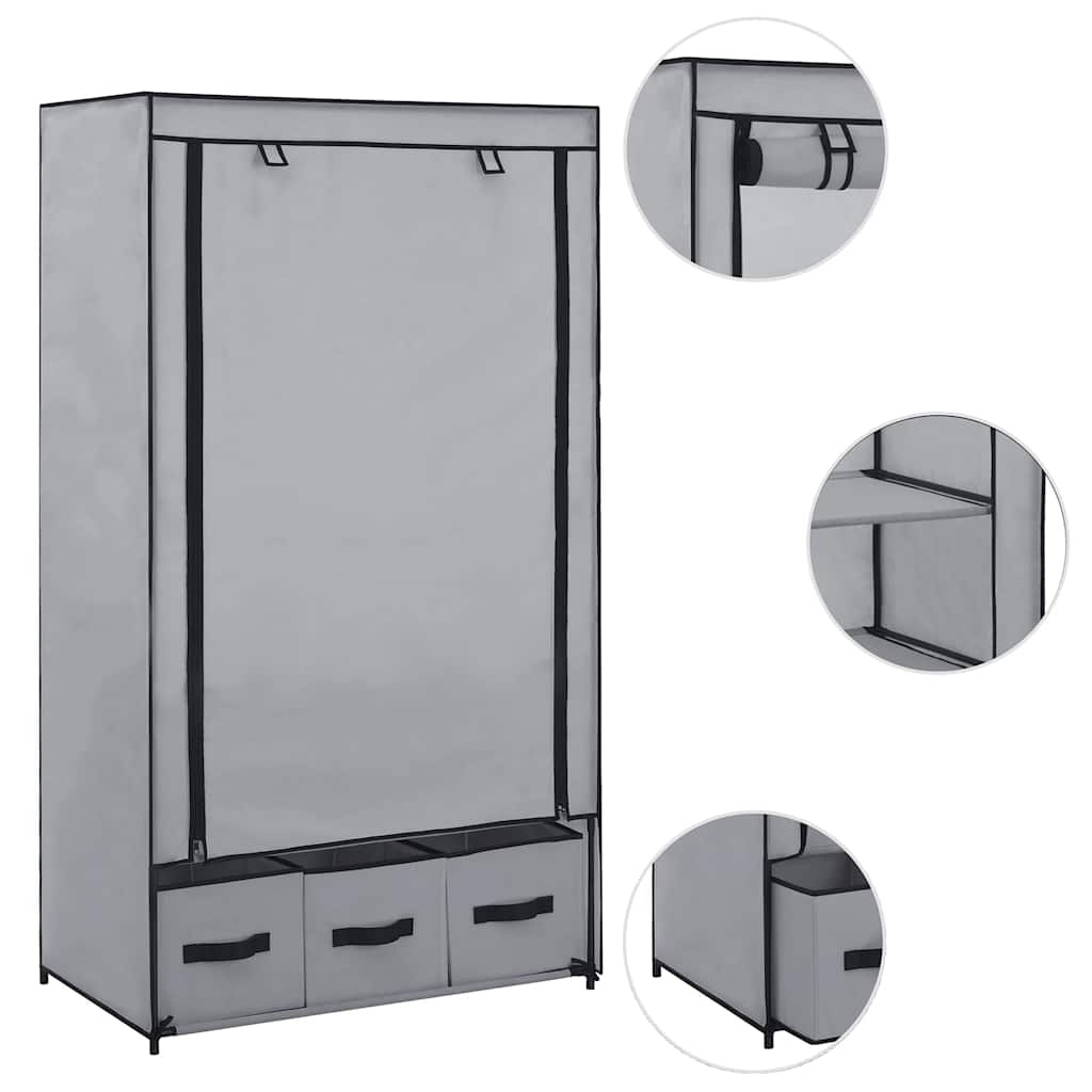 Garderobe grå 87x49x159 cm stoff