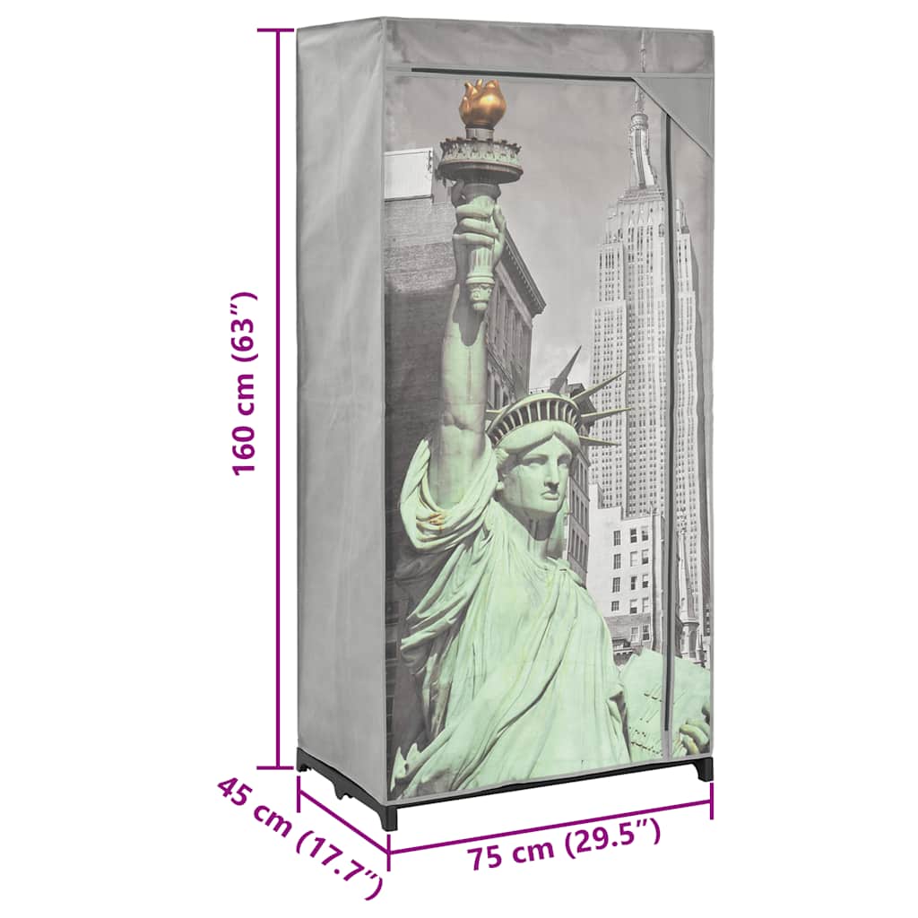 Garderobe New York 75x45x160 cm stoff