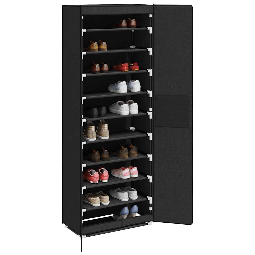 Skoskap svart 60x30x166 cm stoff