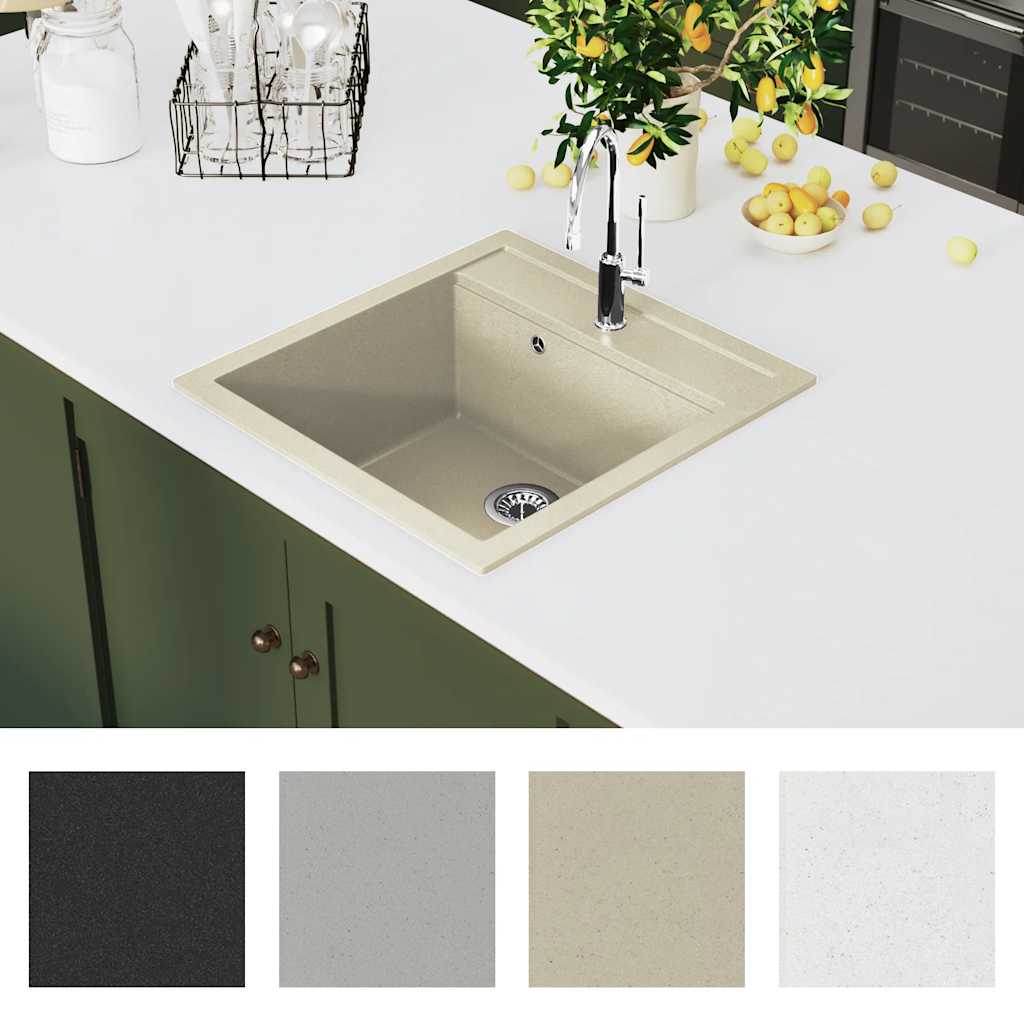Kjøkkenvask enkel kum granitt beige