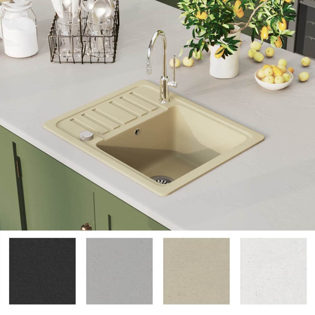 Kjøkkenvask enkel kum granitt beige