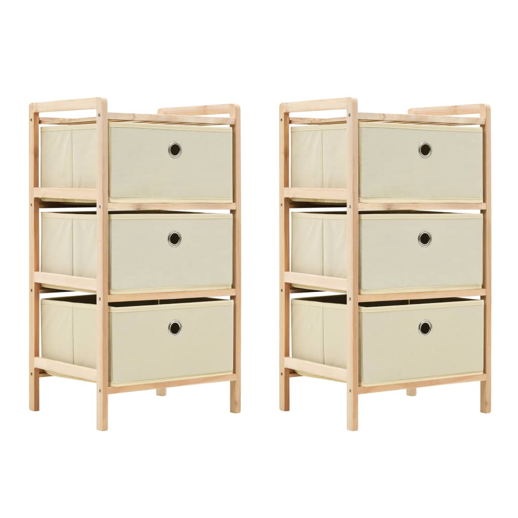 Oppbevaringshyller 2 stk med 3 stoffkurver beige sedertre