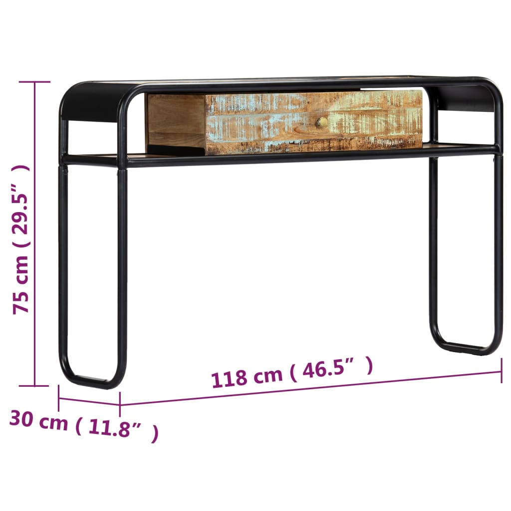 Konsollbord 118x30x75 cm gjenvunnet heltre vidaXL