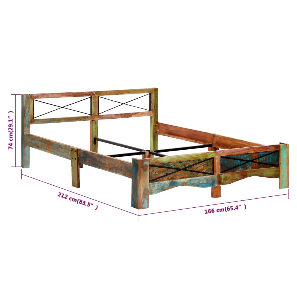 Sengeramme gjenvunnet heltre 160x200 cm vidaXL