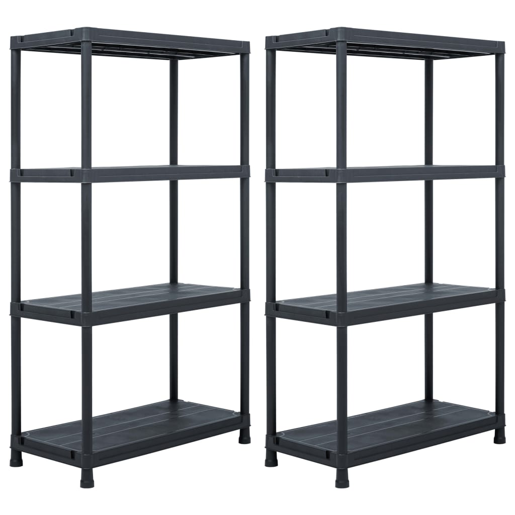Oppbevaringshylle 2 stk svart 60x30x138 cm plast