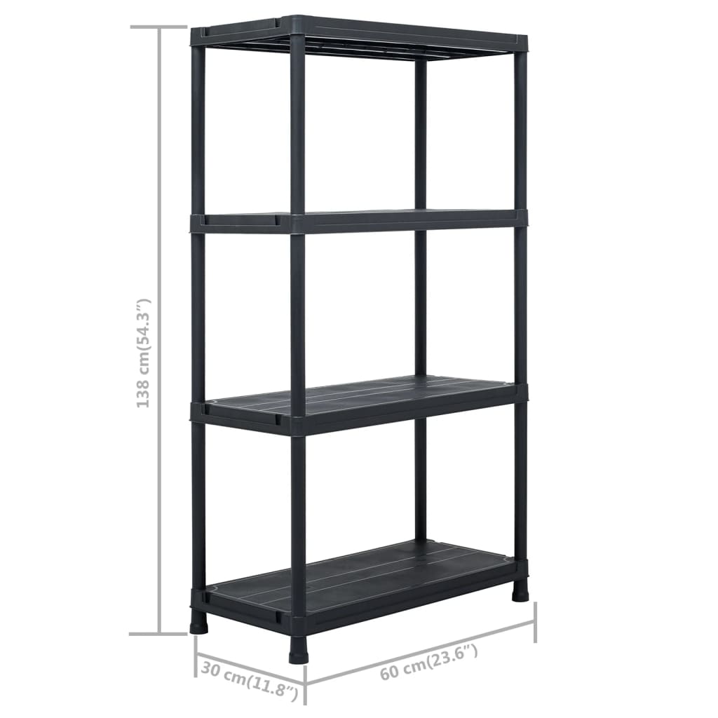 Oppbevaringshylle 2 stk svart 60x30x138 cm plast
