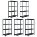 Oppbevaringshylle 5 stk svart 60x30x138 cm plast