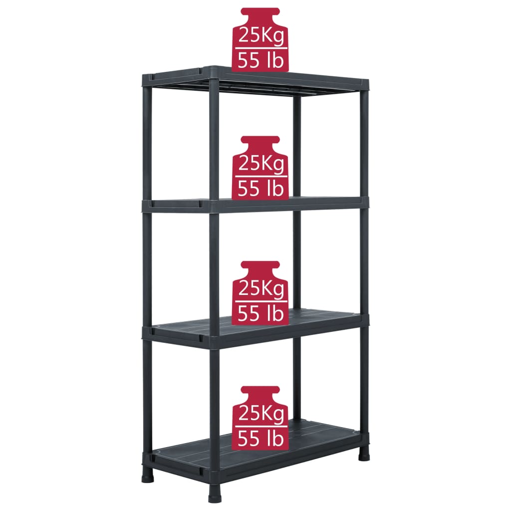 Oppbevaringshylle 5 stk svart 60x30x138 cm plast