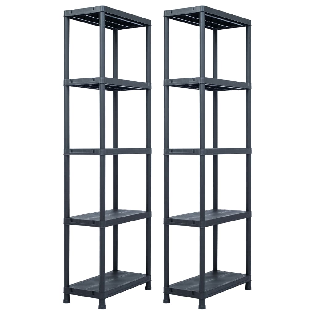 Oppbevaringshylle 2 stk svart 125 kg 60x30x180 cm plast