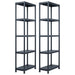Oppbevaringshylle 2 stk svart 125 kg 60x30x180 cm plast