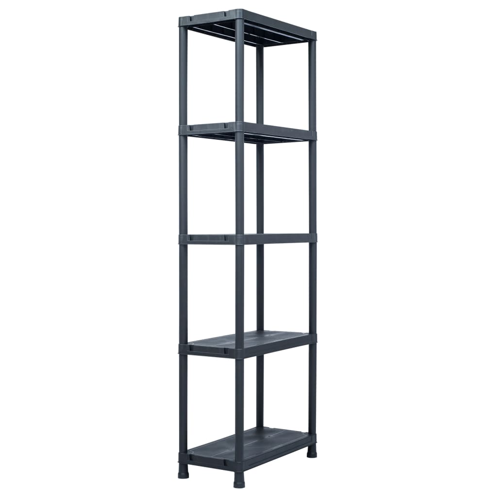 Oppbevaringshylle 5 stk svart 125 kg 60x30x180 cm plast