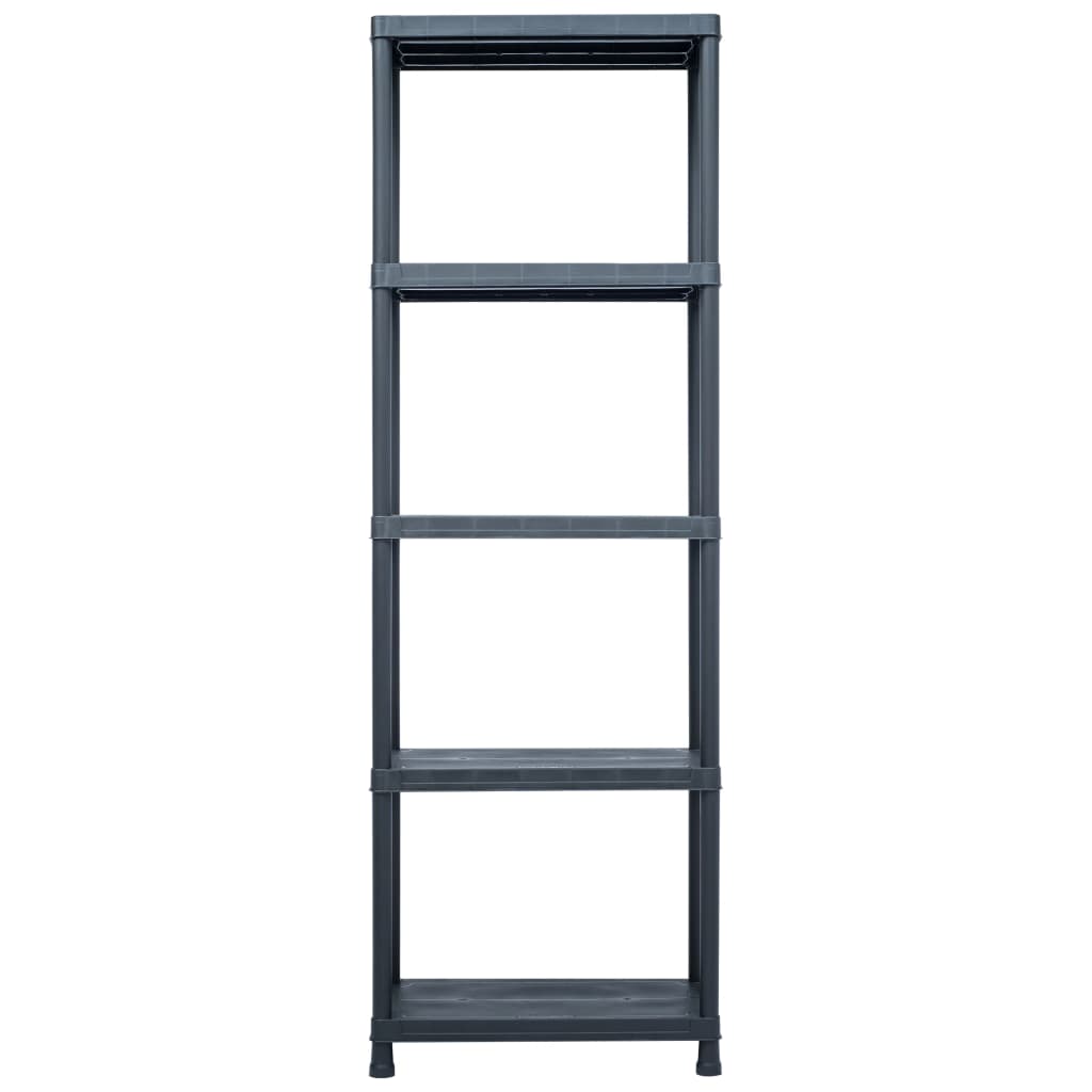 Oppbevaringshylle 5 stk svart 125 kg 60x30x180 cm plast