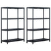 Oppbevaringshylle 2 stk svart 220 kg 90x40x138 cm plast