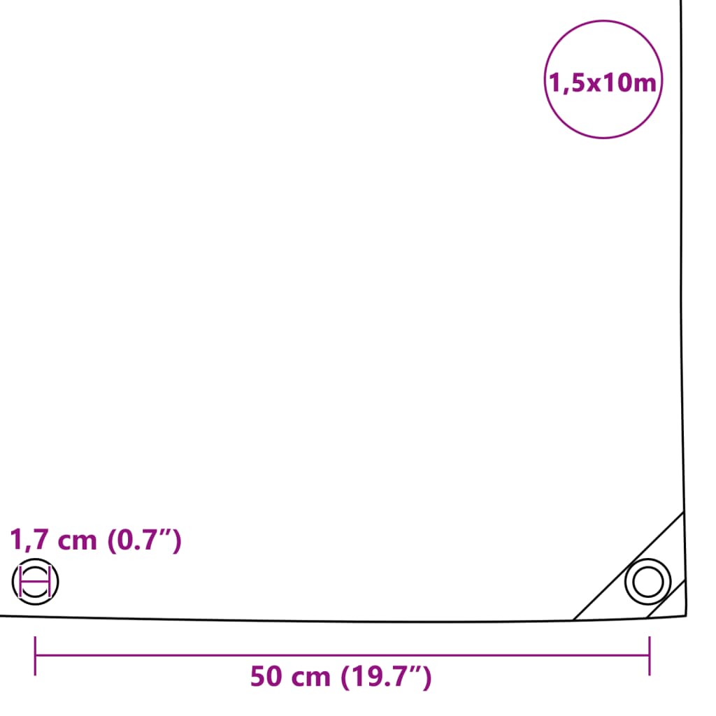 Presenning 650 g/m² 1,5x10 m grå