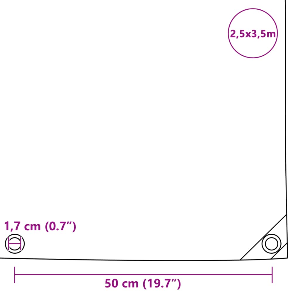 Presenning 650 g/m² grå 2,5x3,5 m
