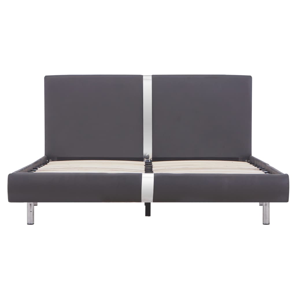 Sengeramme grå kunstig skinn 135x190cm