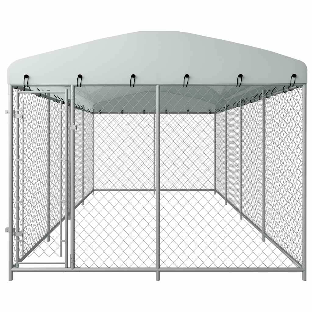 Utendørs hundegård med tak 7,6x3,8x2,3 m