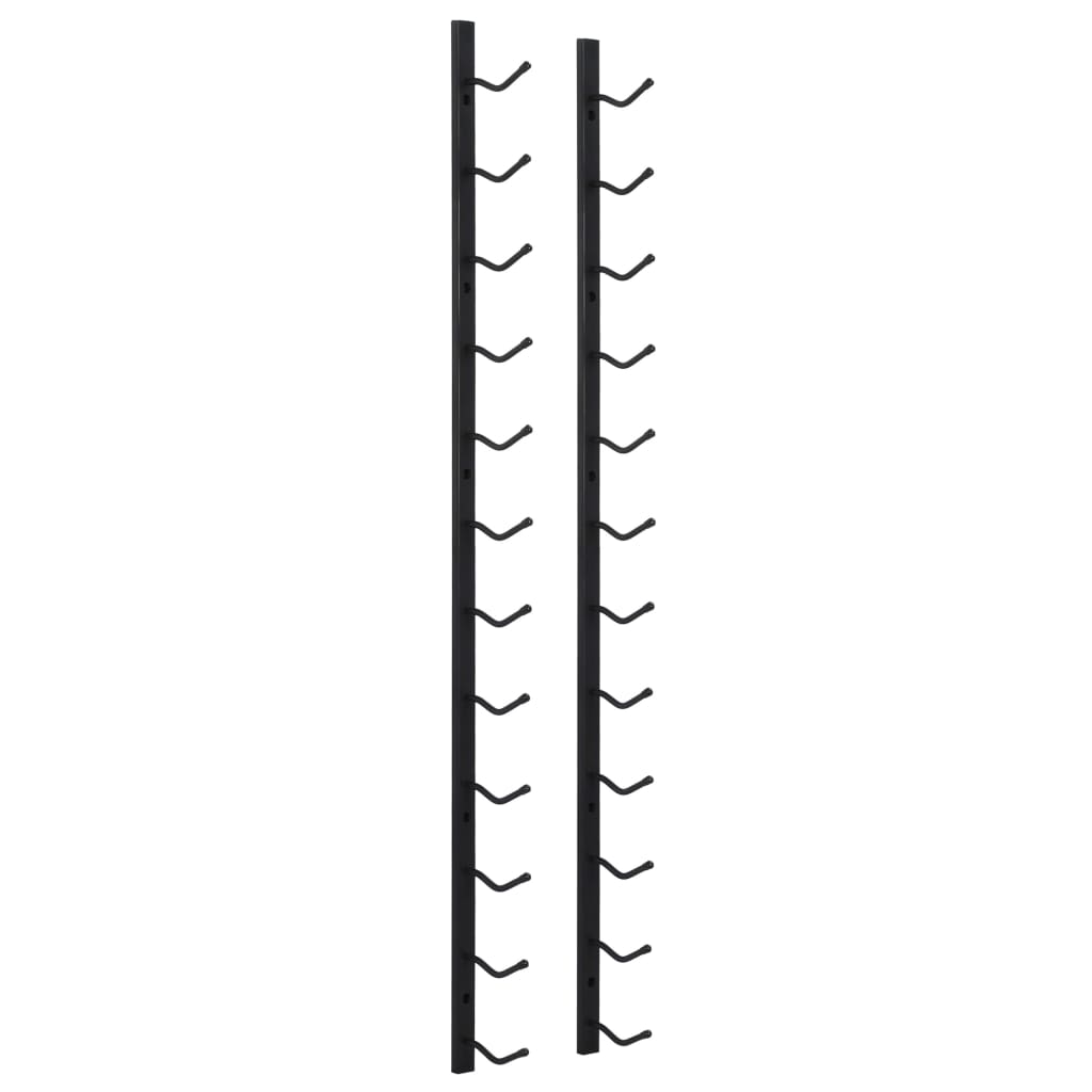 Veggmontert vinstativ for 12 flasker svart jern