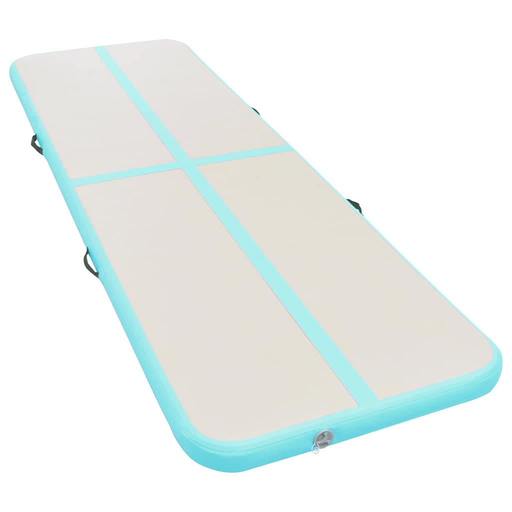 Oppblåsbar gymnastikkmatte med pumpe 400x100x10 cm PVC grønn