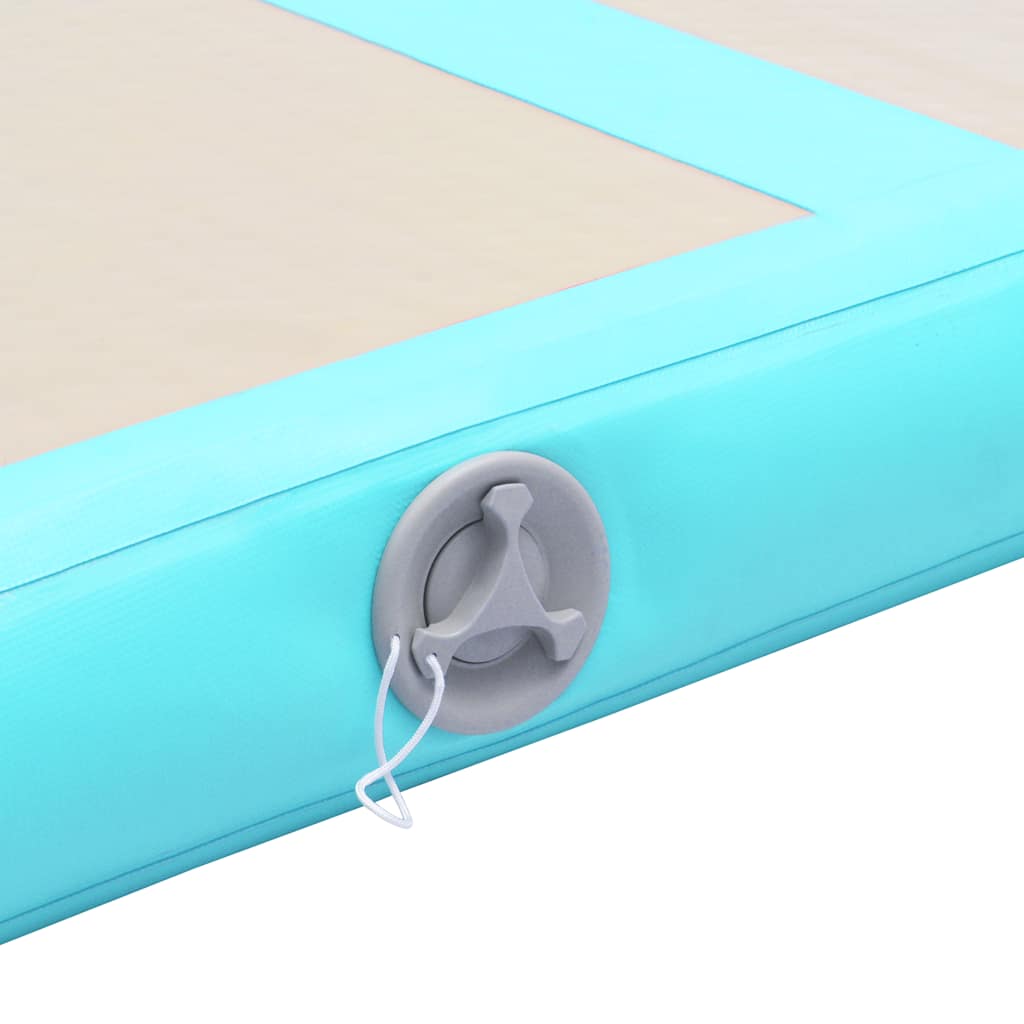 Oppblåsbar gymnastikkmatte med pumpe 400x100x10 cm PVC grønn