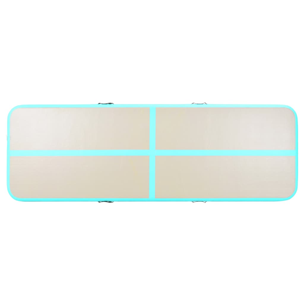 Oppblåsbar gymnastikkmatte med pumpe 600x100x10 cm PVC grønn