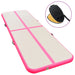 Oppblåsbar gymnastikkmatte med pumpe 700x100x10 cm PVC rosa