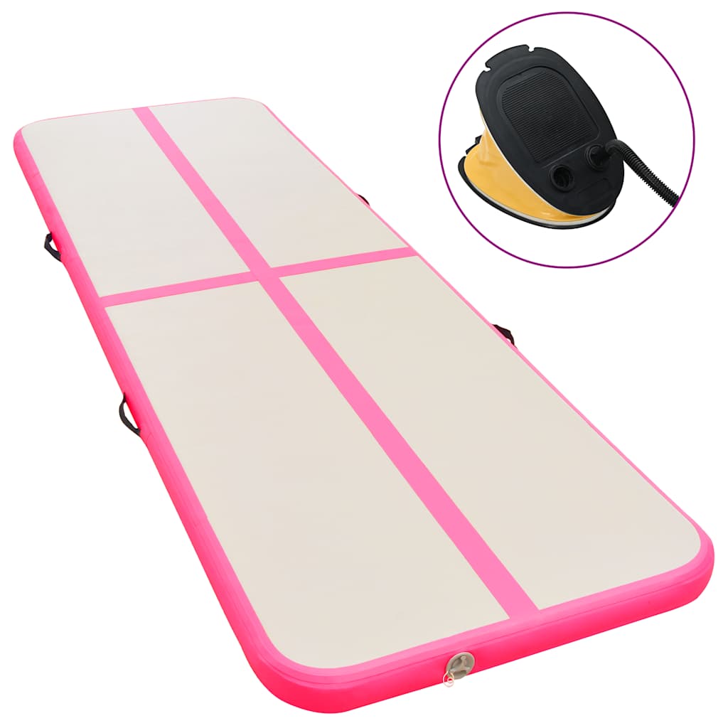 Oppblåsbar gymnastikkmatte med pumpe 700x100x10 cm PVC rosa