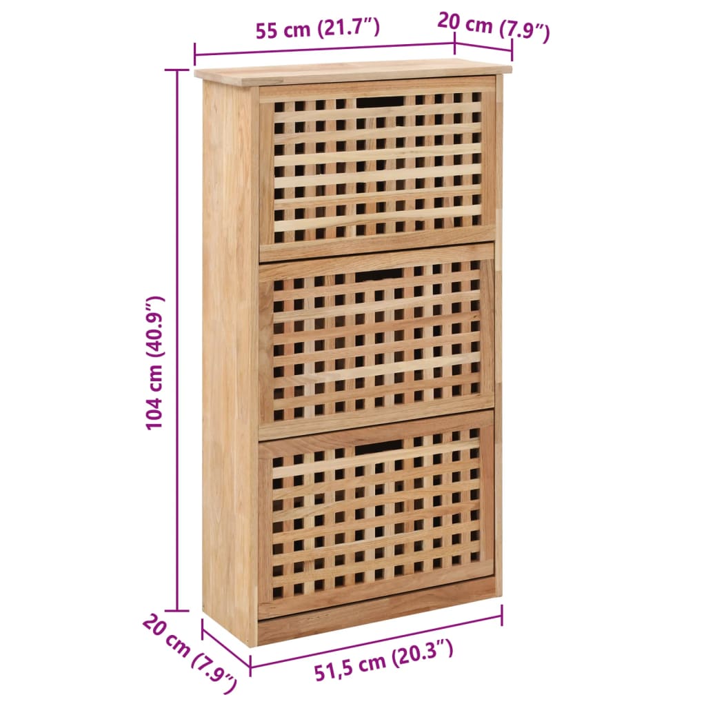 Skoskap 55x20x104 cm heltre valnøtt