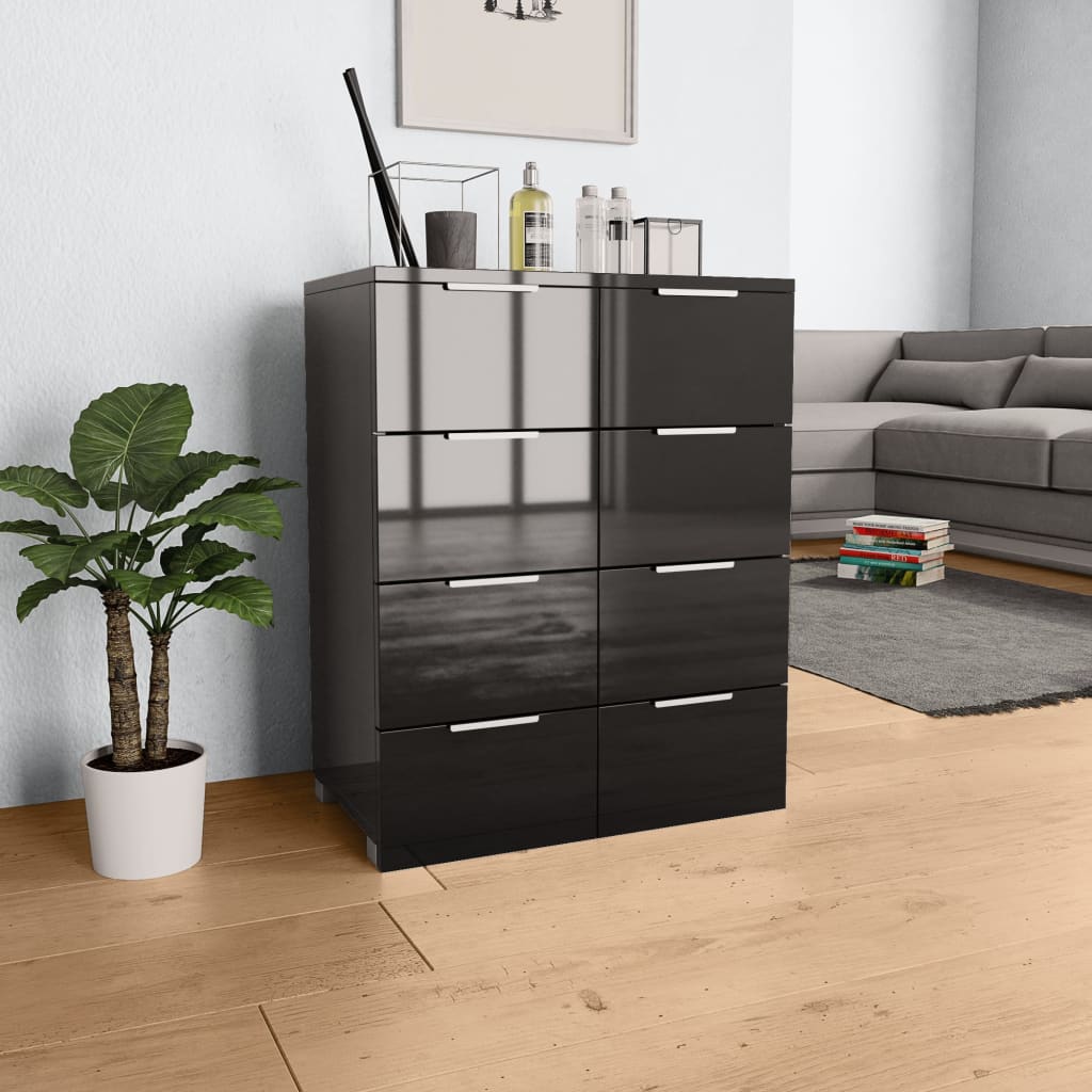 Skjenk høyglans svart 60x35x80 cm sponplate