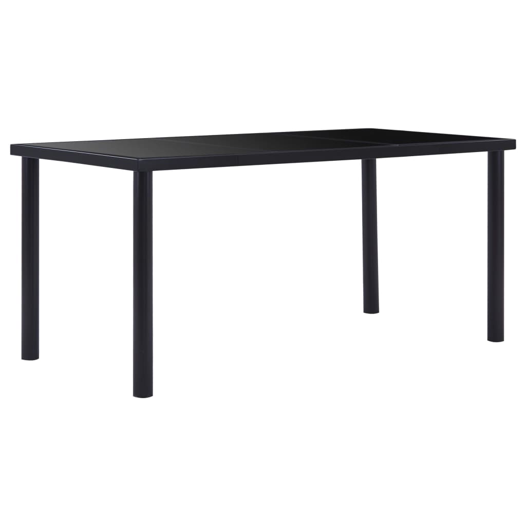 Spisebord svart 160x80x75 cm herdet glass