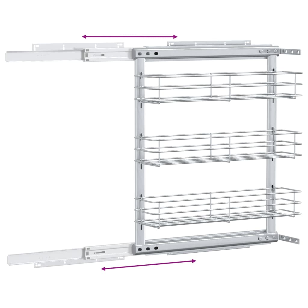 Uttrekkbare kurvskuffer 3 etasjer 47x15,5x55,5 cm
