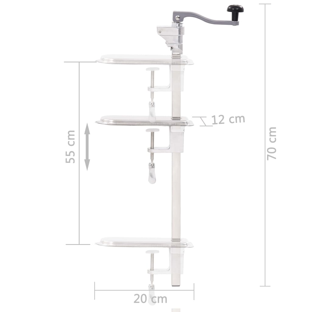 Boksåpner sølv 70 cm aluminium og rustfritt stål
