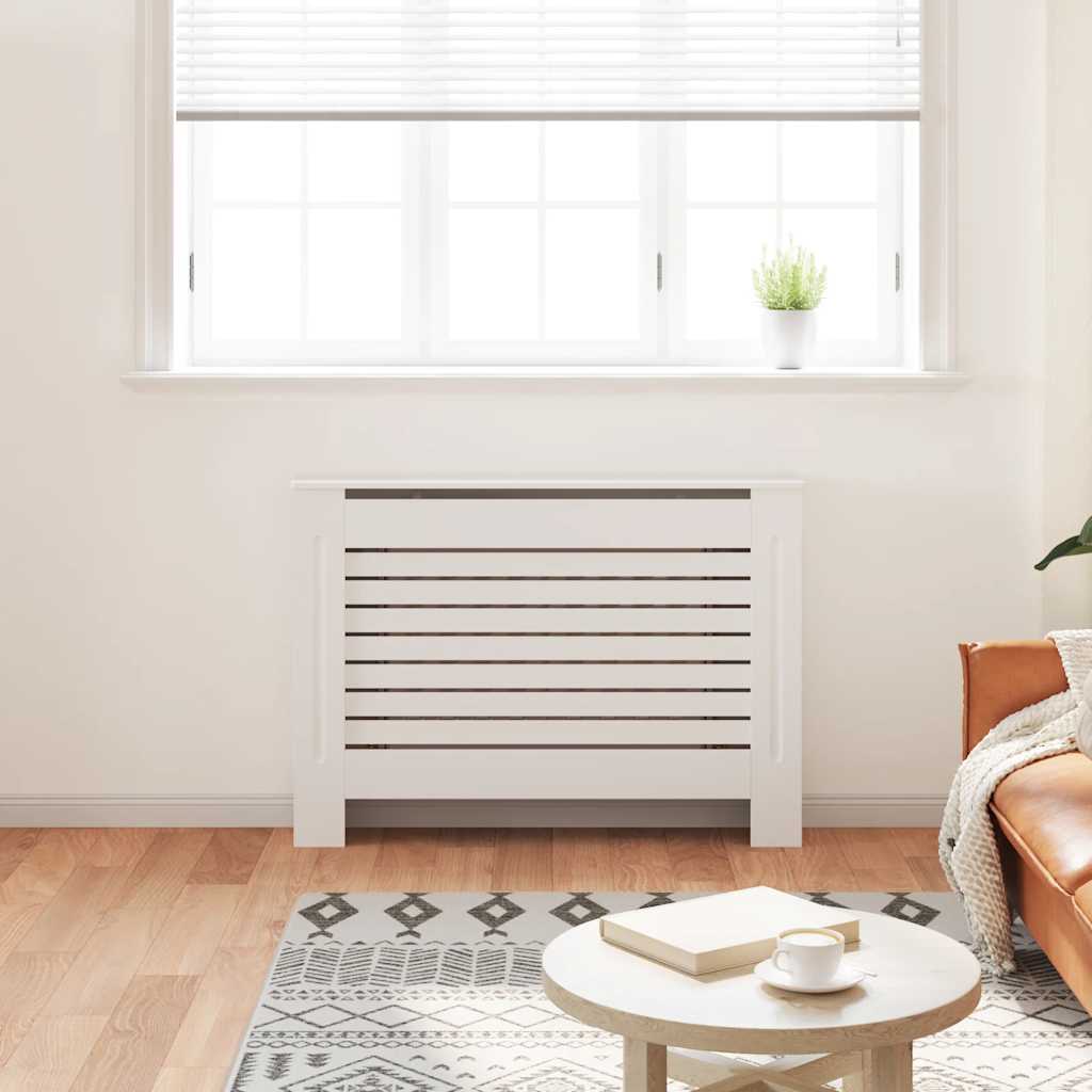 Radiatordeksel hvit 112x19x81,5 cm MDF