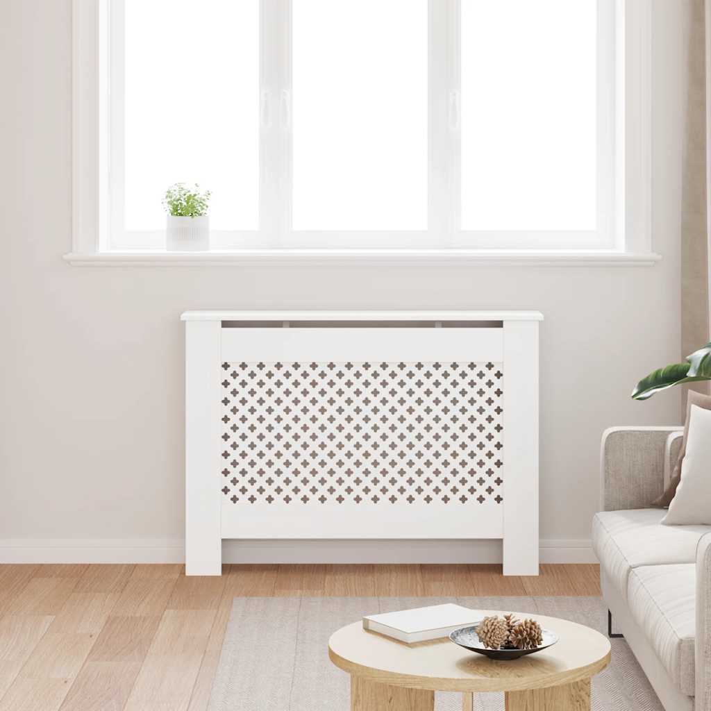Radiatordeksel hvit 112x19x81,5 cm MDF