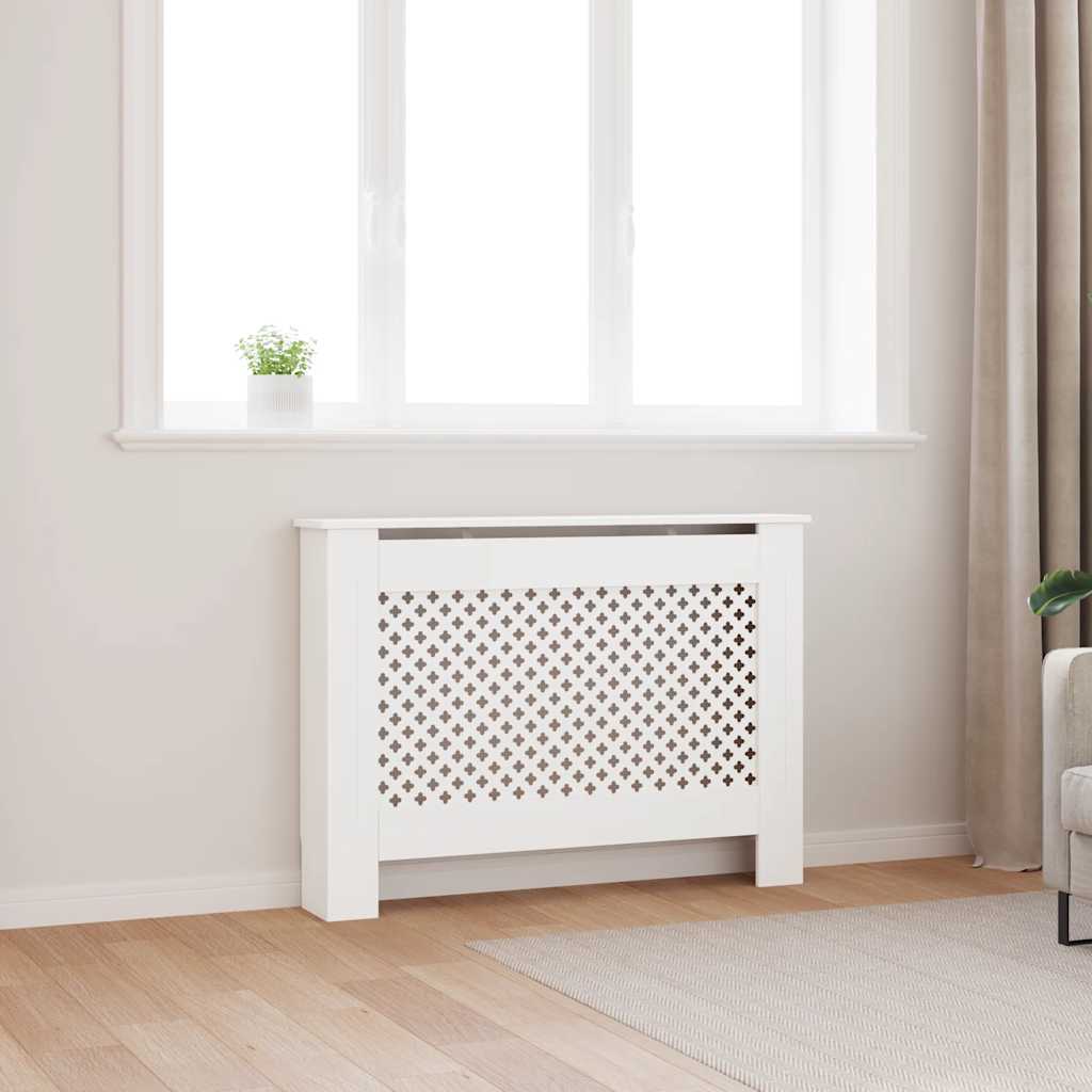 Radiatordeksel hvit 112x19x81,5 cm MDF