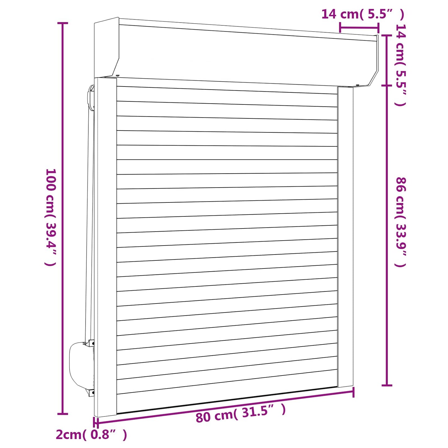 Rullegardin Antrasitt 80 x 100 cm Aluminium og Polyuretan