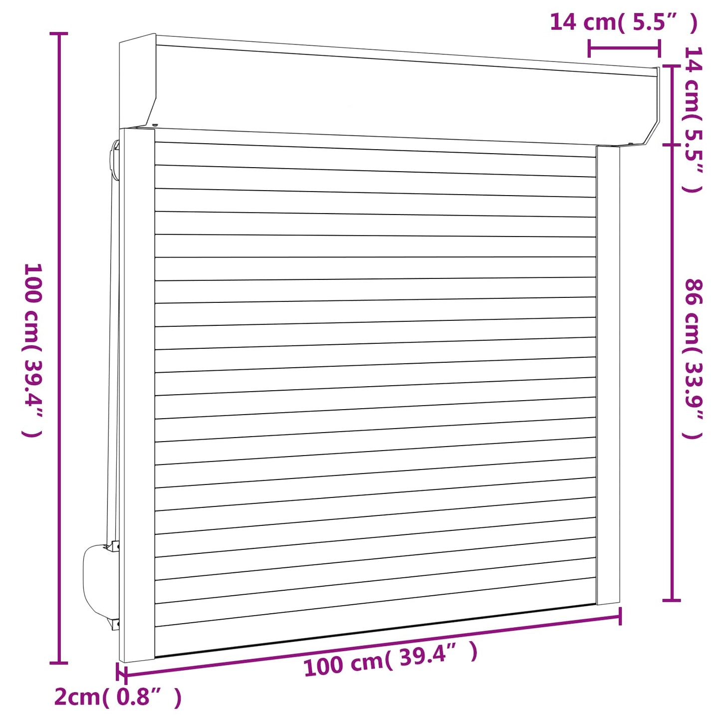 Rullegardin Antrasitt 100 x 100 cm Aluminium og Polyuretan