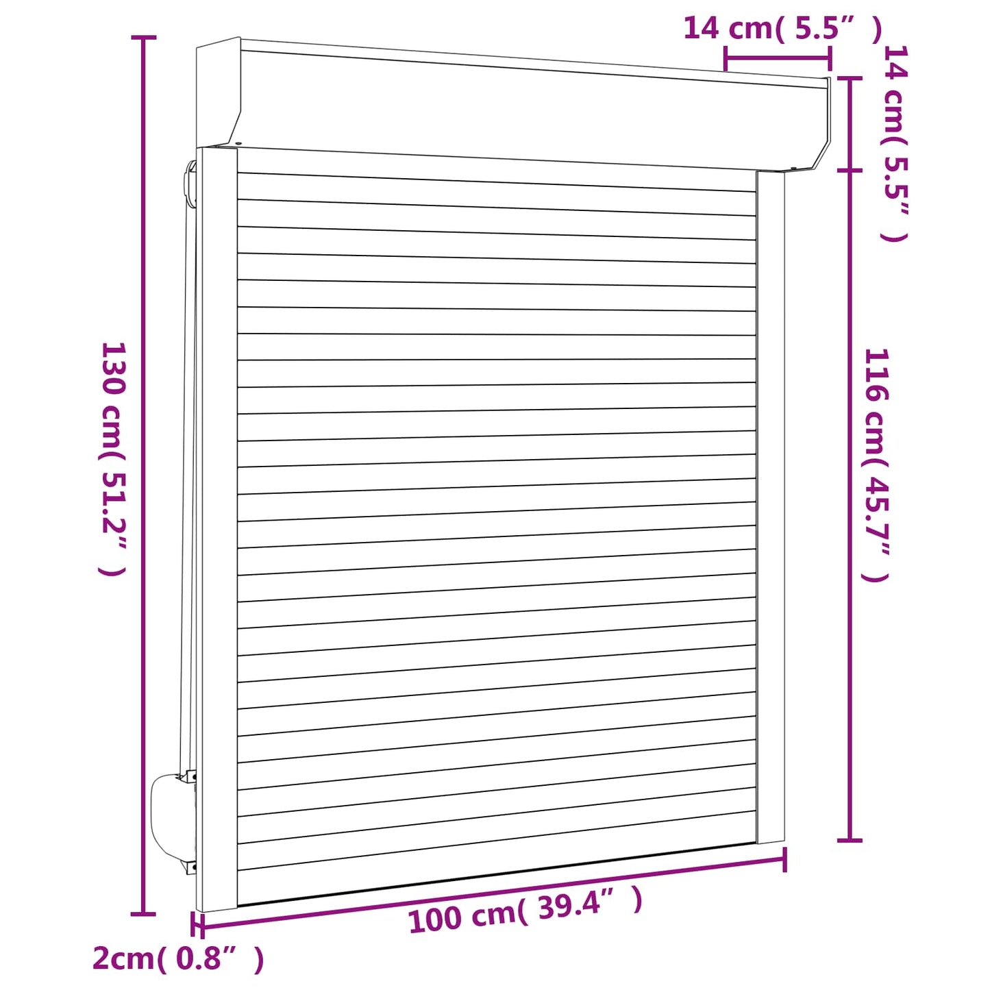 Rullegardin Antrasitt 100 x 130 cm Aluminium og Polyuretan