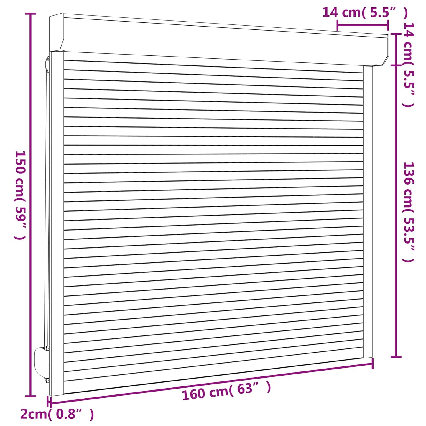 Rullegardin Antrasitt 160 x 150 cm Aluminium og Polyuretan