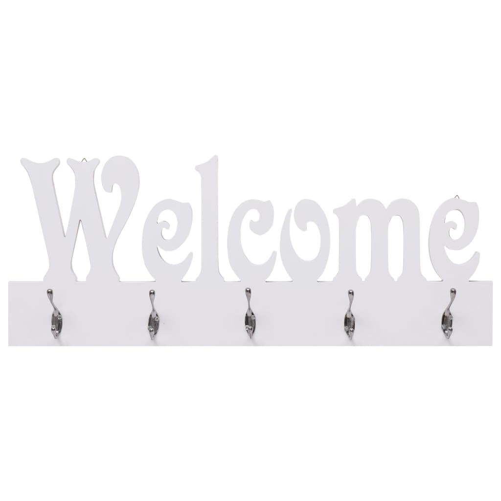 Veggmontert garderobepanel WELCOME hvit 74x29,5 cm vidaXL